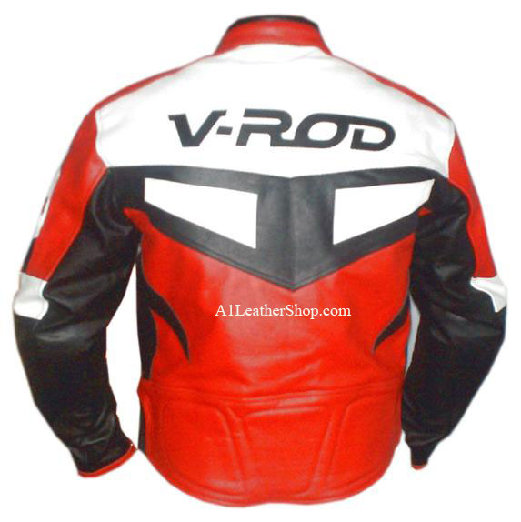 V-ROD Mens Motorbike Leather Jacket